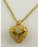 JUICY COUTURE Gold Plated Pave Crystal Heart PENDANT and Chain NECKLACE ... - $30.00