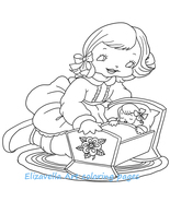 Little girl baby Doll Cartoon Art Coloring Page Digital Download printable  - $1.00