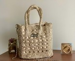 Gold bag , crochet with gold thread, short handle and  long shoulder chain, bag  - $90.00