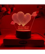 Valentine&#39;s day Gift Night Light , Heart shape 3D Illusion Night Lamp, R... - $28.99