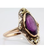 Antique 1880&#39;s Victorian 10k Rose Gold Filigree 1.93 Ct Purple Amethyst ... - $540.00