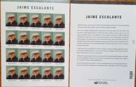 JAIME ESCALANTE (USPS) STAMP SHEET 20 FOREVER STAMPS - $19.95