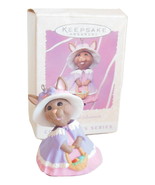 Hallmark Springtime Bonnets Series Easter Ornament Rabbit In Dress Pink Purple - $6.95