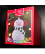 Lenox Wonder Ball Christmas Ornament Snowman Red Knit Muffs Lit Ornament Boxed - $19.99