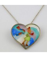 LADY in HEART Cloisonné Pendant in Enamel and Sterling Silver plus Necklace - $85.00