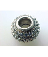 STERLING SILVER RHINESTONE BEAD SLIDE CHARM - MA 925 ITALY - FREE SHIPPING - $35.00