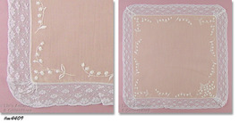 Pastel Yellow Wedding Handkerchief with Embroidered Lily of the Valley (... - $28.00