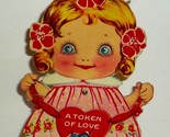 NEW Listing**MECHANICAL Cute Girl W/ Heart &amp; Doves Antique 1920&#39;s Valent... - $7.20