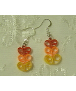 Handcrafted Paper Quill Triple Orange Hearts Earrings - $14.99