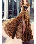 Chiffon Leopard Print Split Women's Maxi Dress - $55.00