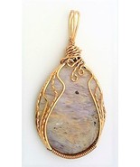 Purple Sagenite Agate Bronze Wire Wrap Pendant 43 - $39.09