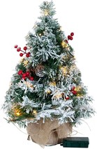 24&quot; Snow Flocked Prelit Tabletop Christmas Tree for Best Christmas Home ... - $85.23