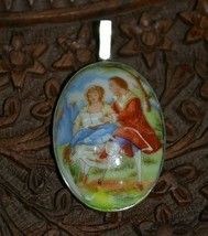 Vintage Porcelain 925 Sterling Silver Cameo Pendant - $29.60