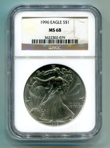 1996 AMERICAN SILVER EAGLE NGC MS68 BROWN LABEL NICE ORIGINAL COIN BOBS ... - $95.95