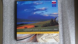 SLOVAKIA ORIGINAL COIN SET 2004 AND WITH EURO PROBE SET IN NICE MINT FOL... - $20.32