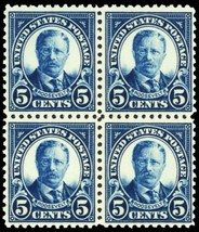 557, Mint NH VF 5¢ Roosevelt Block of Four -*- Stuart Katz - $99.00