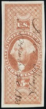 R89a, Used $5 Superb GEM Imperforate Conveyance - Stuart Katz - $75.00