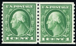 443, Mint VF NH 1¢ Paste Up Pair With PL# 6974 Under Tab - Stuart Katz - $250.00