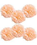 Set of 6 Peach 8&quot; 6 Pack Tissue Pom Poms Flower Party Decorations for We... - $21.72