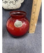 Vintage Round Anchor Hocking Royal Ruby Red Anchorglass 4" Candle with LABEL - $9.50