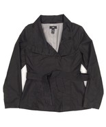 H&M Long Sleeve Black Women's Light Jacket Coat w Belt & Button Up Size 6 - $15.83