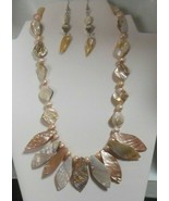 Mother-of-Pearl Shell & Baroque Pearl Necklace & Hook Earrings - $74.25