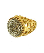 VINTAGE 60'S FAB HUGE PAVE PASTE RHINESTONE DOME ORGANIC COCKTAIL RING SZ 6-6 - $129.59