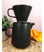 Black Porcelain Coffee Maker Carafe Pot With Pour Over Dripper Filter Cup Set - $24.99