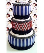 Red , Navy Blue and Grey Mickey Mouse Themed Baby Boy Shower 3 Tier Diaper Cake  - $65.00