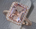 4.50 Ct Emerald Cut Rose Moissanite Diamond Engagement Ring 925 Silver - $247.27