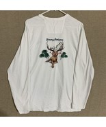 Tommy Bahama Mens Large White Christmas Dog Graphic Long Sleeve T-Shirt Pima EUC - $32.71