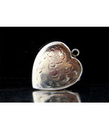 Vintage Sterling Heart Locket Pendant 2 Picture Bright Cut Etched  Signed - $28.00