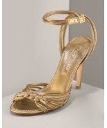 New $525 Ralph Lauren Collection Gold Shoe Heels 10 New  - $525.00