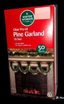 Pre-Lit Pine Christmas Garland with 50 Clear Lights Indoor Outdoor 18 Ft... - $21.95