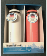 ThermoFlask 24 Oz Stainless Steel Insulated Water Bottle 2-Pack White Pink BOX - $24.74