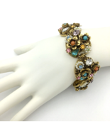 ART flower cluster 7-panel bracelet - Arthur Pepper gold-tone rhinestone pearl - $50.00