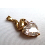 14K solid Yellow GOLD and Cubic Zirconia HEART Pendant - Diamonique - $75.00